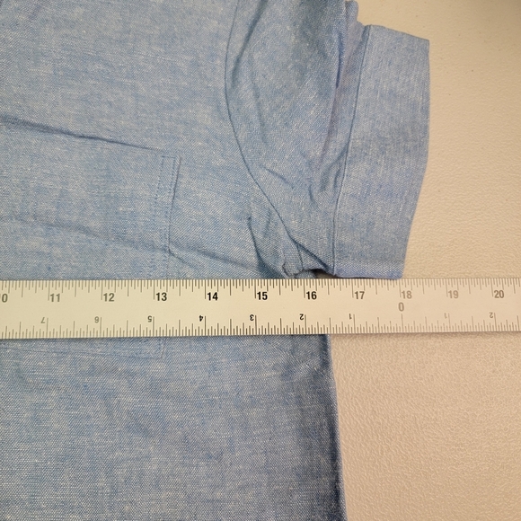 Susan Graver Pure Regular Linen Blend Button Front Shirt Dress Blue Size XXS - Picture 5 of 5